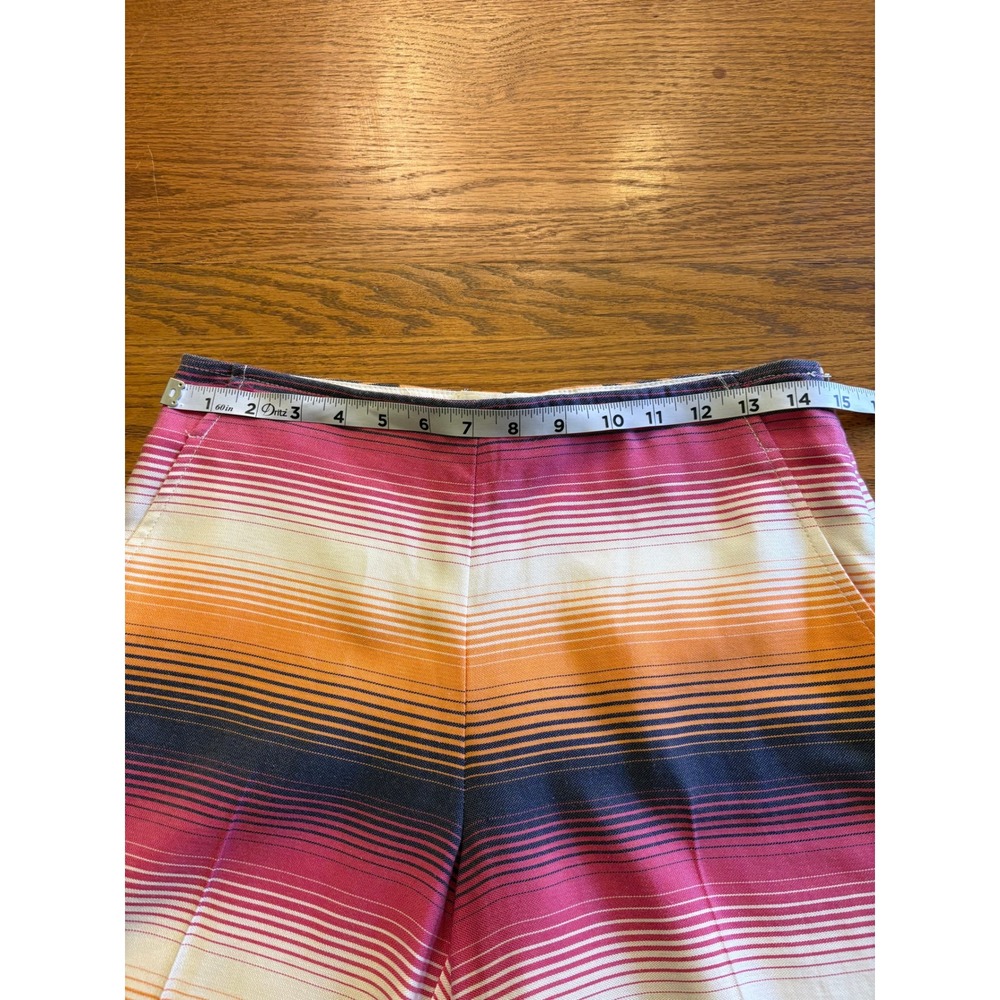 Trina Turk Women Pink Orange Striped Wide Leg Trousers Size 4 Boho Y2K Coastal - Picture 7 of 10